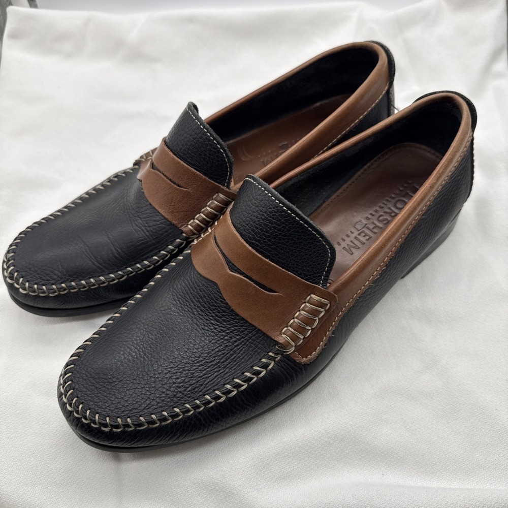 Florsheim Comfortable Soft Leather Loafers Black/Brown Men Size 9.5 D Preppy